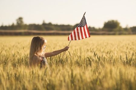 50129843 - little girl with american flag